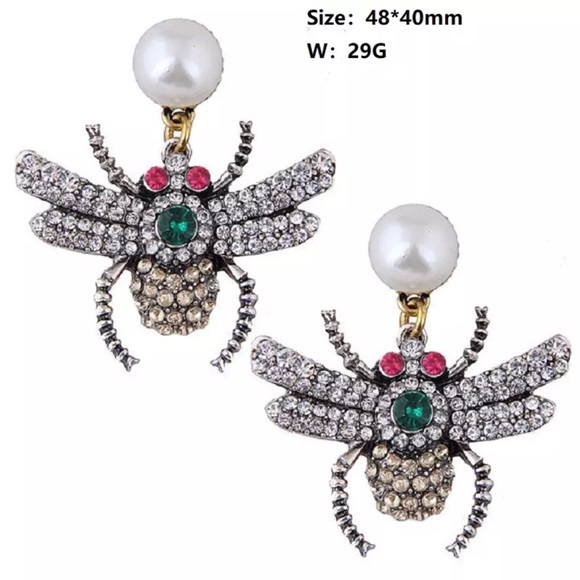 {$firm} {last pair} Jeweled Statement Fly Earrings - Picture 2 of 3